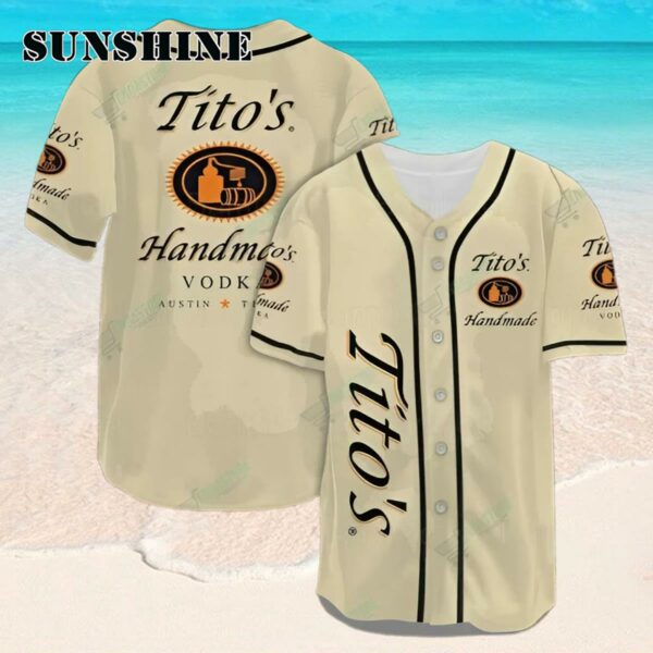 Vintage Beige Tito's Vodka Baseball Jersey Shirt Hawaaian Shirt Hawaaian Shirt