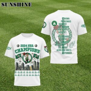 2024 Boston Celtics NBA Champions Boston's City Skyline Name 3D shirt 1 7