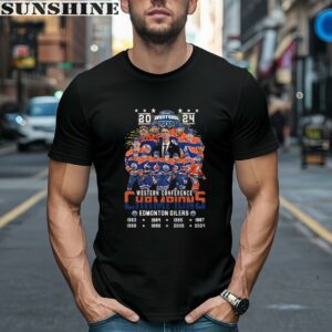 2024 Western Conference 8 Time Champions Edmonton Oilers T Shirt 1 men shirt
