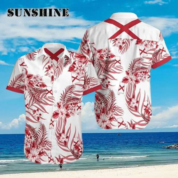 Alabama Hawaiian Shirt Tropical Flower Alabama Flag Hawaiian Shirt Aloha Shirt Aloha Shirt