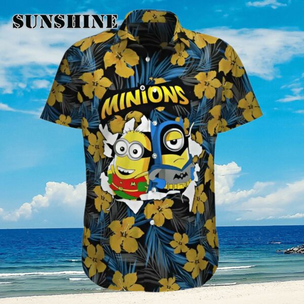 Batman Robin Minions Flower Tropical Blue Hawaii Shirt Aloha Shirt Aloha Shirt