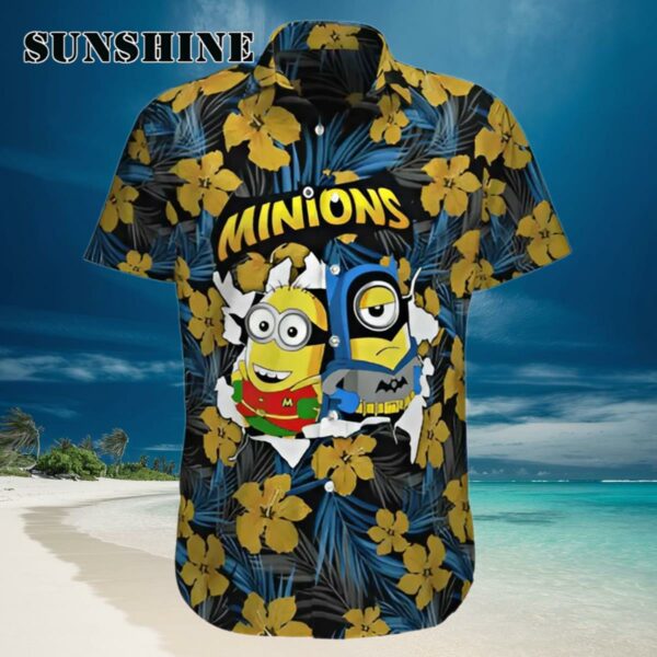 Batman Robin Minions Flower Tropical Blue Hawaii Shirt Hawaiian Hawaiian