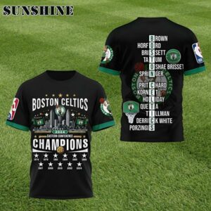 Boston Celtics 2024 Eastern Conference Champions Black 3D T Shirt 1 7