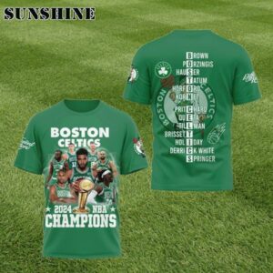 Boston Celtics 2024 NBA Champions 18 Times Team Portrait 3D Shirt 1 7