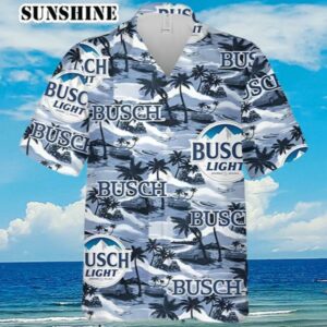 Busch Light Hawaiian Button Up Shirt Sea Island Pattern Aloha Shirt Aloha Shirt