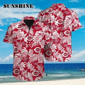 Cincinnati Reds Tropical Leaves Hawaiian Shirt Aloha Shirt Aloha Shirt