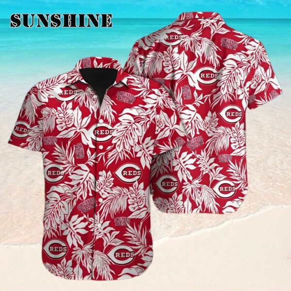 Cincinnati Reds Tropical Leaves Hawaiian Shirt Hawaaian Shirt Hawaaian Shirt