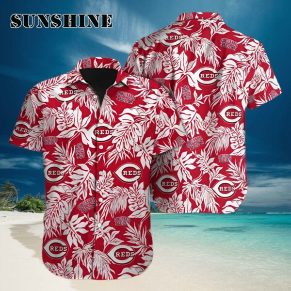 Cincinnati Reds Tropical Leaves Hawaiian Shirt Hawaiian Hawaiian