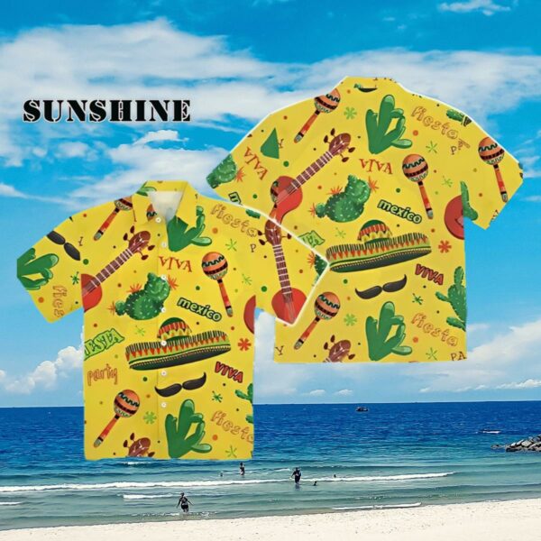 Cinco De Mayo Mexico Cactus Beach Yellow Hawaiian Shirt Aloha Shirt Aloha Shirt