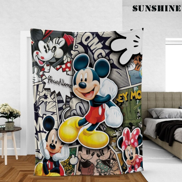 Custom Kid Name Mickey Mouse Blanket Mickey Mouse Birthday Gifts For Kids
