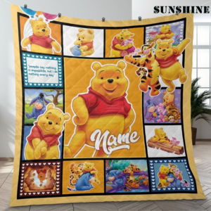 Custom Kid Name Winnie the Pooh Bear and Friends Blanket Disney Gift