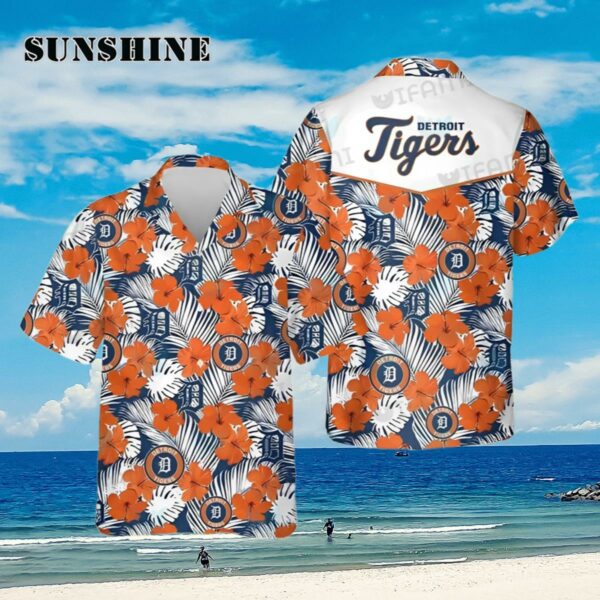 Detroit Tigers Hawaiian Shirt Orange Hibiscus Pattern Detroit Tigers Gift Aloha Shirt Aloha Shirt