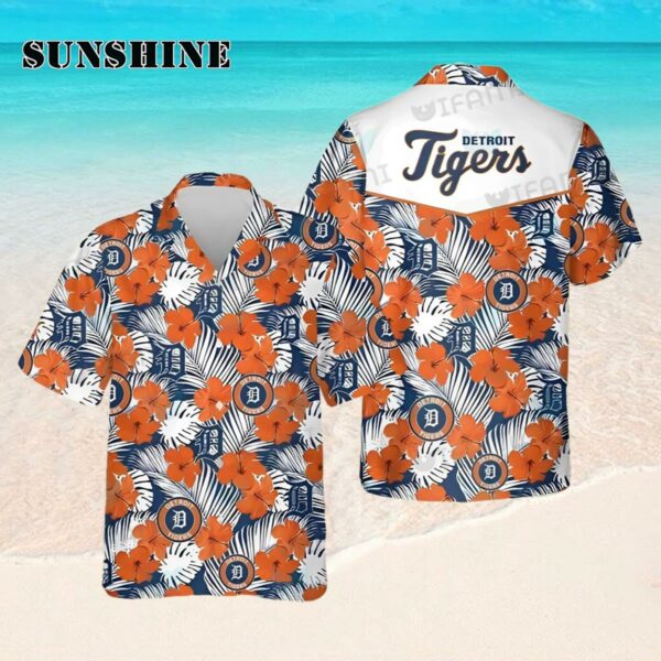 Detroit Tigers Hawaiian Shirt Orange Hibiscus Pattern Detroit Tigers Gift Hawaaian Shirt Hawaaian Shirt