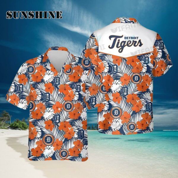 Detroit Tigers Hawaiian Shirt Orange Hibiscus Pattern Detroit Tigers Gift Hawaiian Hawaiian