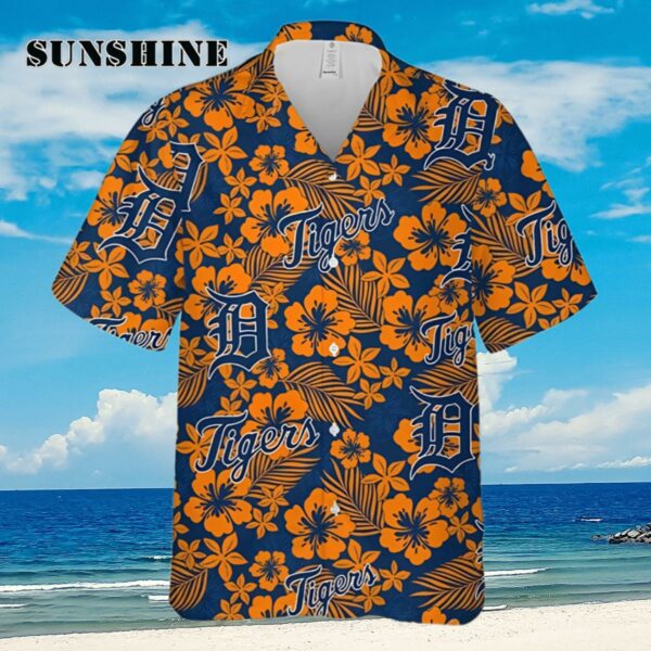 Detroit Tigers Hibiscus Seamless Pattern 3D All Over Print Hawaiian Shirt Gift Aloha Shirt Aloha Shirt