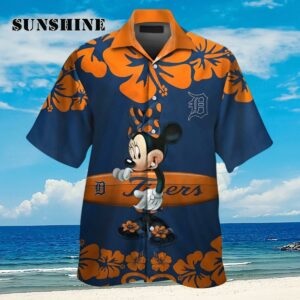 Detroit Tigers Minnie Mouse Short Sleeve Button Up Tropical Hawaiian Shirt Aloha Shirt Aloha Shirt