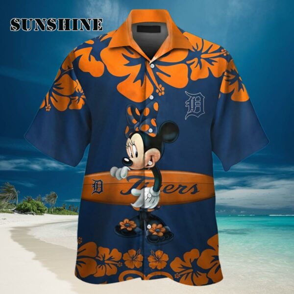 Detroit Tigers Minnie Mouse Short Sleeve Button Up Tropical Hawaiian Shirt Hawaiian Hawaiian