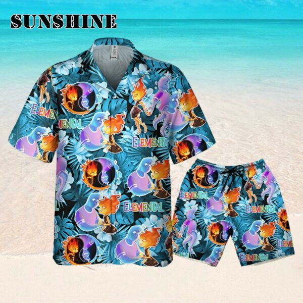 Disney Elemental Ember And Wade Couple Summer Tropical Blue Hawaiian Shirt Hawaaian Shirt Hawaaian Shirt
