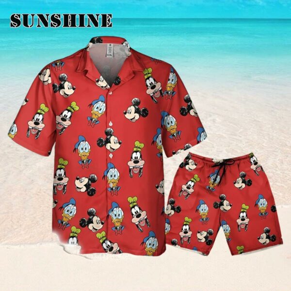 Disney Mickey And Friends Sketch Red Color Mickey Hawaii Shirt Hawaaian Shirt Hawaaian Shirt