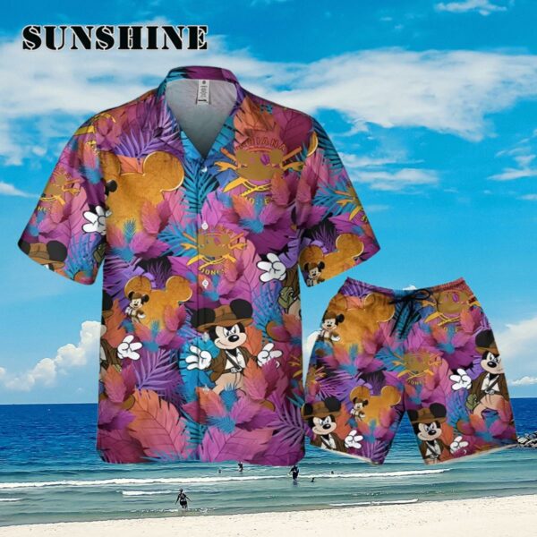 Disney Mickey Indiana Jones Colorful Summer Tropical Hawaii Shirt Aloha Shirt Aloha Shirt