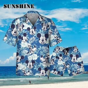 Disney Mickey Minnie Goofy Seamless Summer Tropical Blue Style Hawaii Shirt Aloha Shirt Aloha Shirt