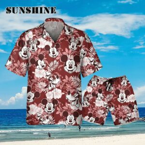 Disney Mickey Minnie Goofy Seamless Summer Tropical Red Style Hawaii Shirt Aloha Shirt Aloha Shirt