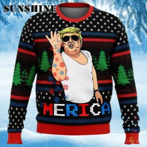 Donald Trump Salt Bae Merica Ugly Christmas Sweater Sweater Ugly