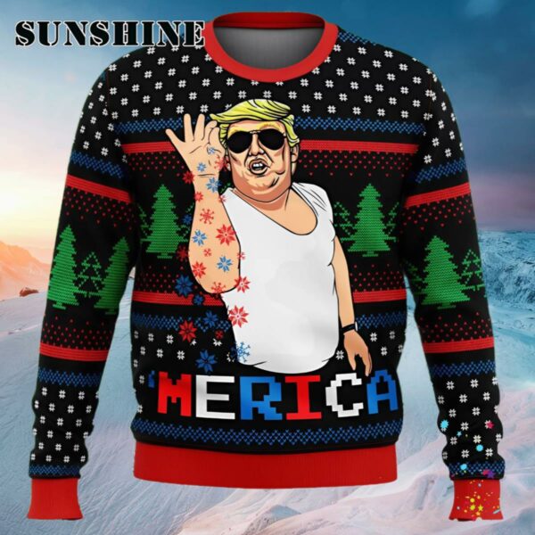 Donald Trump Salt Bae Merica Ugly Christmas Sweater Ugly Sweater