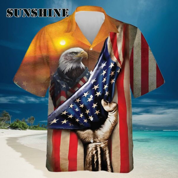 Eagle Independence America Short Sleeve Button Down Shirt Hawaiian Hawaiian