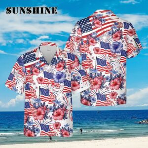 Flower American Flag Gift For 4th Of July Aloha Hawaiian Shirt Aloha Shirt Aloha Shirt