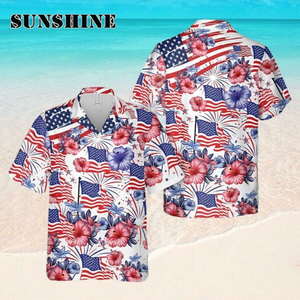 Flower American Flag Gift For 4th Of July Aloha Hawaiian Shirt Hawaaian Shirt Hawaaian Shirt