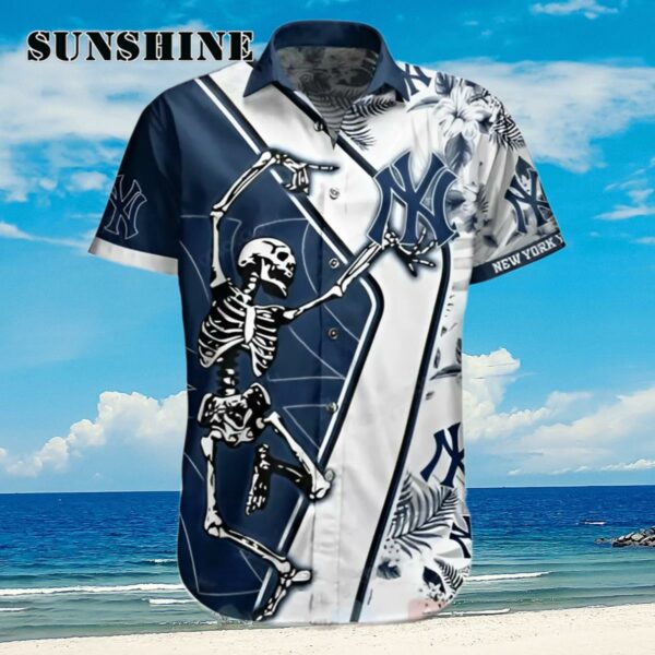 Funny Skeleton Dancing New York Yankees Hawaiian Shirt Aloha Shirt Aloha Shirt