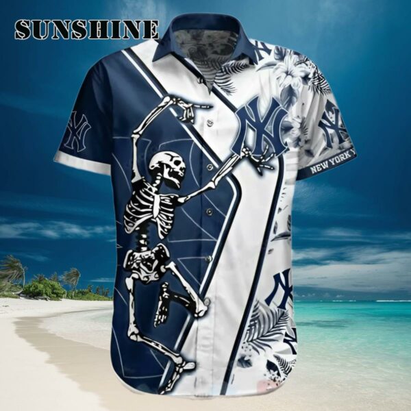 Funny Skeleton Dancing New York Yankees Hawaiian Shirt Hawaiian Hawaiian