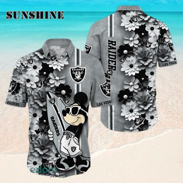 Las Vegas Raiders Surfboard Parttern Mickey Mouse Flower Hawaiian Shirt Hawaaian Shirt Hawaaian Shirt