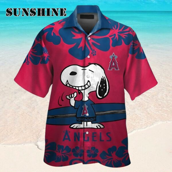 Los Angeles Angels Snoopy Short Sleeve Button Up Tropical Hawaiian Shirt Hawaaian Shirt Hawaaian Shirt