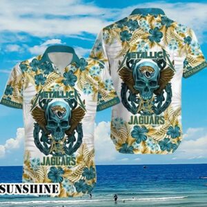 Metallica Skull And Flower Best Jaguars Hawaiian Shirt Aloha Shirt Aloha Shirt