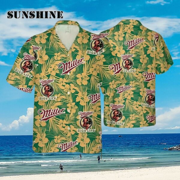 Miller High Life Funny Hawaiian Shirt Tropical Flower Pattern Gift For Beer Lovers Aloha Shirt Aloha Shirt