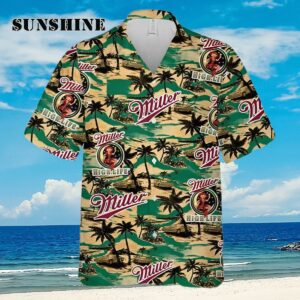 Miller Lite Hawaiian Button Up Shirt Flowers Pattern Shirt Aloha Shirt Aloha Shirt