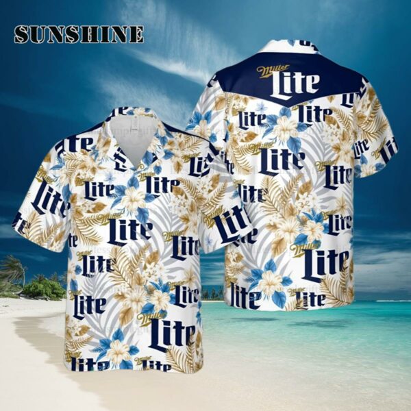 Miller Lite Hawaiian Shirt Tropical Flora Best Beer Lovers Gift Summer Shirt Hawaiian Hawaiian