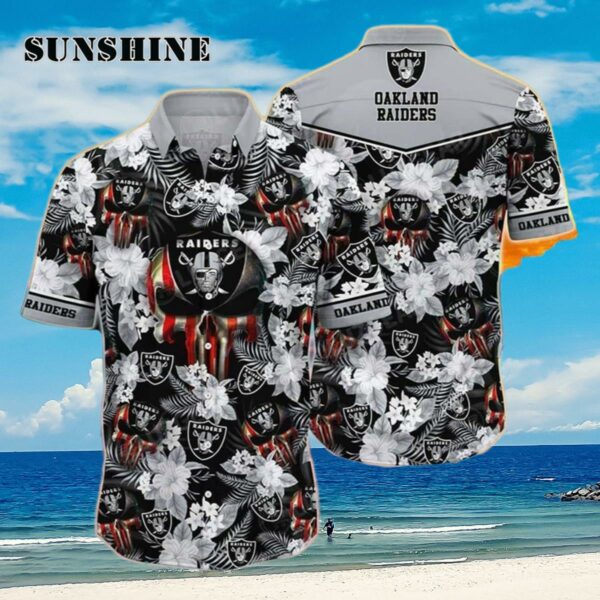 NFL Las Vegas Raiders Hawaiian Shirt Tropical Flower Pattern Aloha Shirt Aloha Shirt