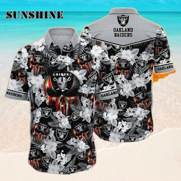 NFL Las Vegas Raiders Hawaiian Shirt Tropical Flower Pattern Hawaaian Shirt Hawaaian Shirt