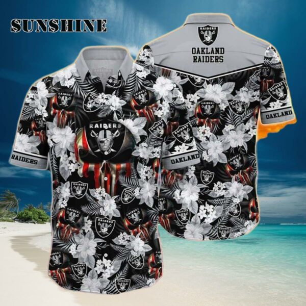 NFL Las Vegas Raiders Hawaiian Shirt Tropical Flower Pattern Hawaiian Hawaiian