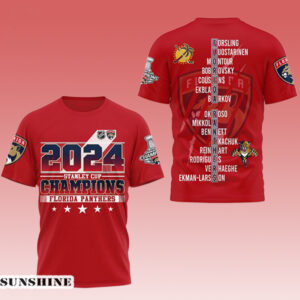 NHL 2024 Stanley Cup Champions Florida Panthers 5 Stars 3D T Shirt