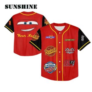 Personalize Disney Cars Lightning Mcqueen Baseball Jersey Printed Thumb