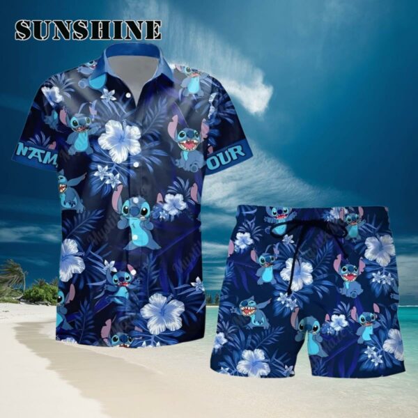 Personalized Blue Dog Button Stitch Hawaii Shirt Hawaiian Hawaiian