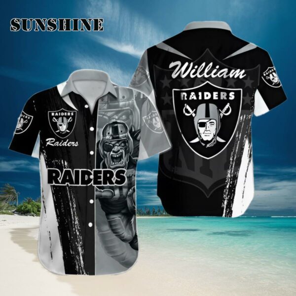 Personalized NFL Las Vegas Raiders Hawaiian Shirt Special Half Tone Mascot Aloha Shirt Hawaiian Hawaiian