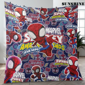 Personalized Name Spidey and his Amazing Friends Custom Blanket For Boy