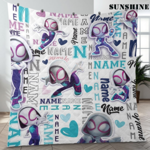 Personalized Spidey Gwen and His Amazing Friends Blanket Ghost Spider Blanket