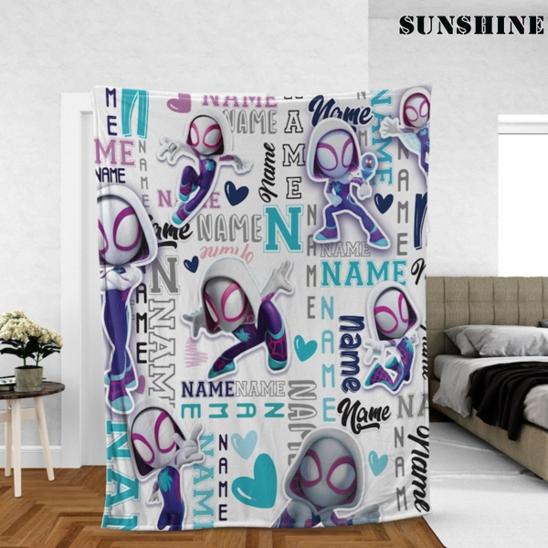 Personalized Spidey Gwen and His Amazing Friends Blanket Ghost Spider Blankets