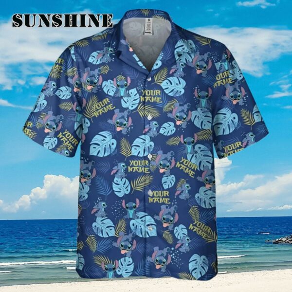 Personalized Stitch Happy Floral Summer Blue Disney Hawaii Shirt Aloha Shirt Aloha Shirt